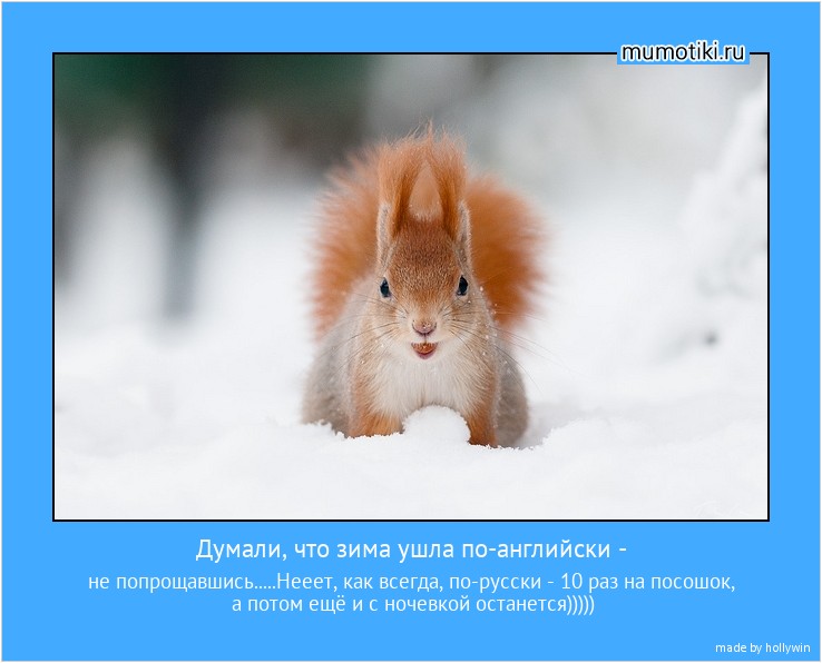 Думали, что зима ушла по-английски - не попрощавшись.....Нееет, как всегда, по-русски - 10 раз на посошок, а потом ещё и с ночевкой останется))))) #мотиватор