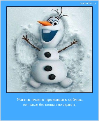 Жизнь нужно проживать сейчас, ее нельзя без конца откладывать. #мотиватор