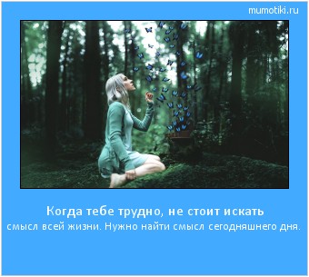 Когда тебе трудно, не стоит искать смысл всей жизни. Нужно найти смысл сегодняшнего дня. #мотиватор