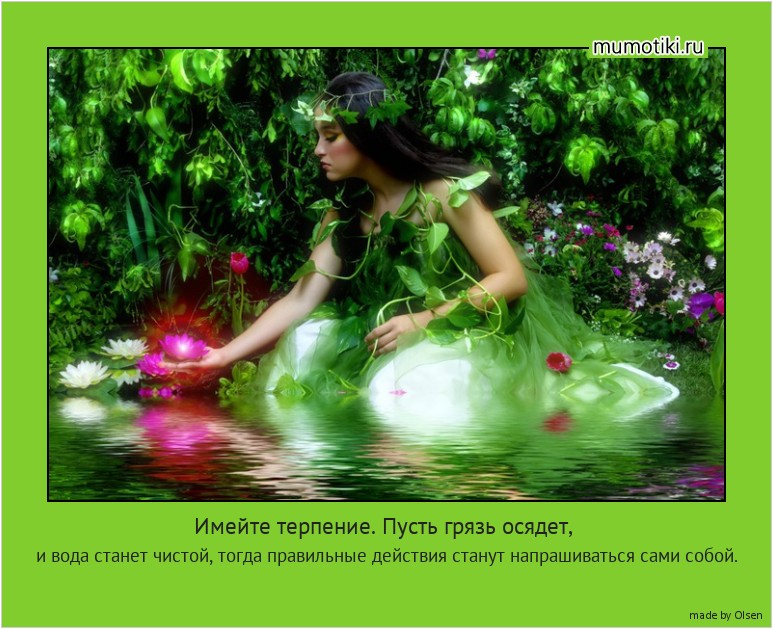 Имейте терпение. Пусть грязь осядет, и вода станет чистой, тогда правильные действия станут напрашиваться сами собой. #мотиватор