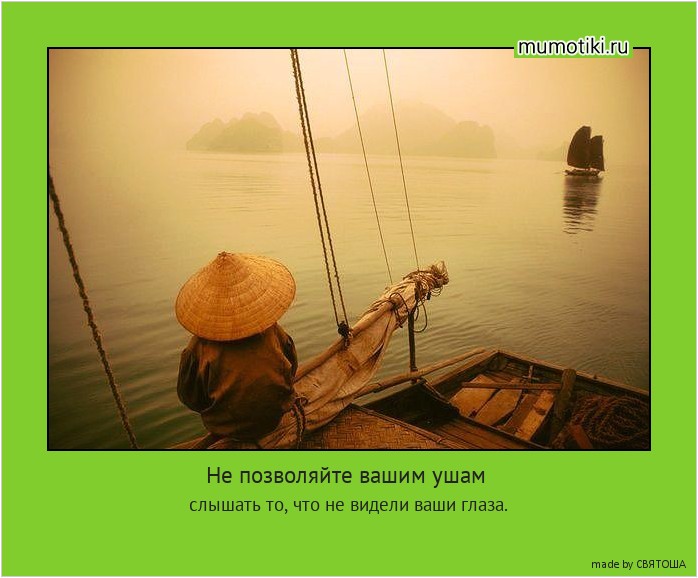 Не позволяйте вашим ушам слышать то, что не видели ваши глаза. #мотиватор