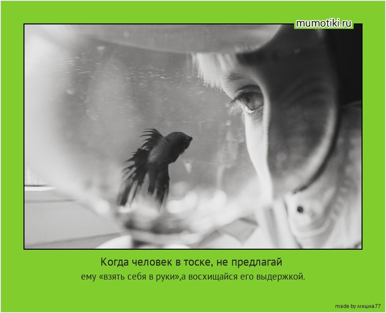Когда человек в тоске, не предлагай ему «взять себя в руки»,а восхищайся его выдержкой. #мотиватор