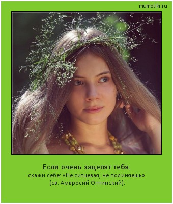 Если очень зацепят тебя, скажи себе: «Не ситцевая, не полиняешь» (св. Амвросий Оптинский). #мотиватор