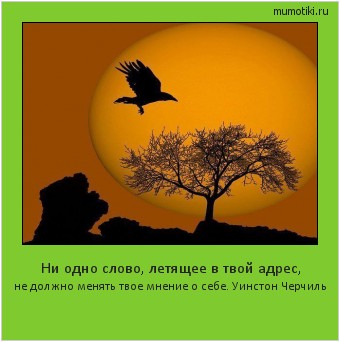 Ни одно слово, летящее в твой адрес, не должно менять твое мнение о себе. Уинстон Черчиль Cамые лучшие мотиваторы на mumotiki.ru Ни одно слово, летящее в твой адрес, не должно менять твое мнение о себе. Уинстон Черчиль #мотиватор