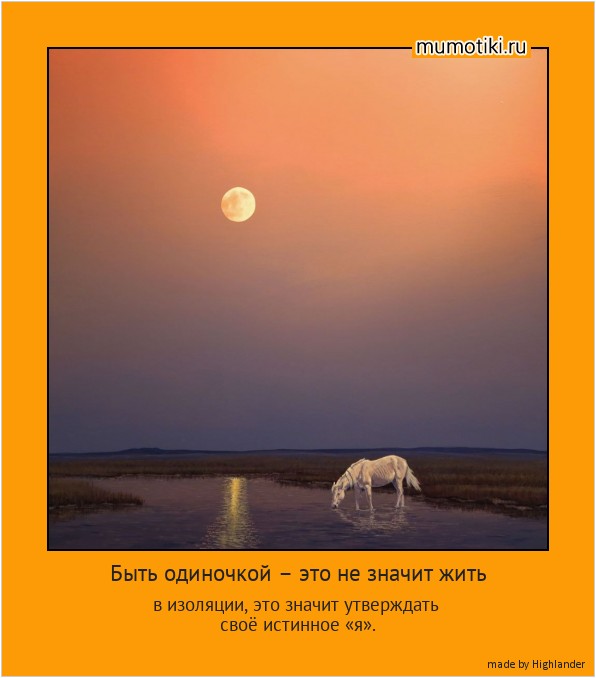 Быть одиночкой – это не значит жить в изоляции, это значит утверждать
своё истинное «я». #мотиватор