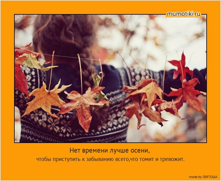 Нет времени лучше осени, чтобы приступить к забыванию всего,что томит и тревожит. #мотиватор