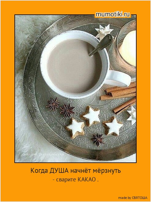 Когда ДУША начнёт мёрзнуть - сварите КАКАО . #мотиватор