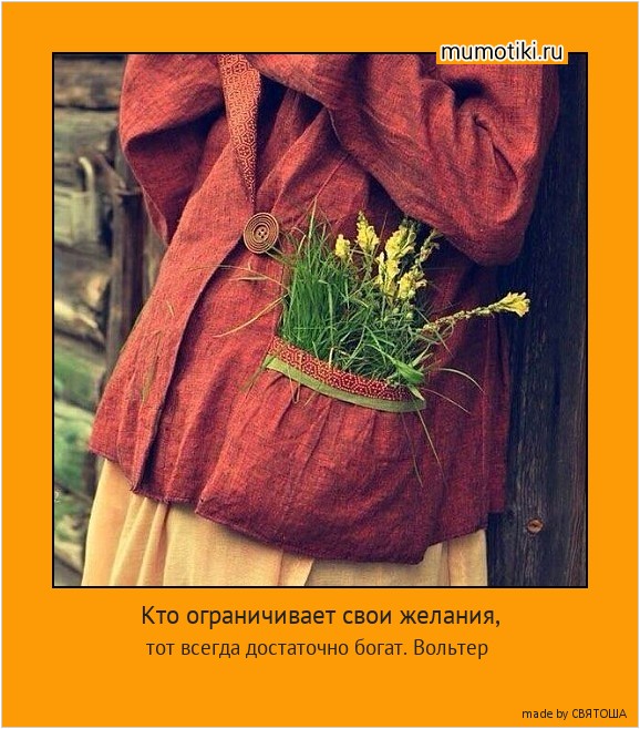 Кто ограничивает свои желания, тот всегда достаточно богат. Вольтер #мотиватор
