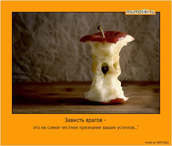 Зависть врагов - это их самое честное признание ваших успехов...