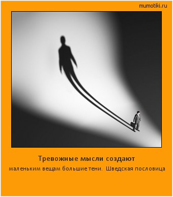 Тревожные мысли создают маленьким вещам большие тени. Шведская пословица #мотиватор