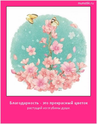 Благодарность - это прекрасный цветок растущий из глубины души. #мотиватор