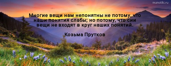 Многие вещи нам непонятны не потому, что наши понятия слабы; но потому, что сии вещи не входят в круг наших понятий. Козьма Прутков #цитата