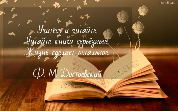  Учитесь и читайте. Читайте книги серьёзные. Жизнь сделает остальное. Ф. М. Достоевский #цитата