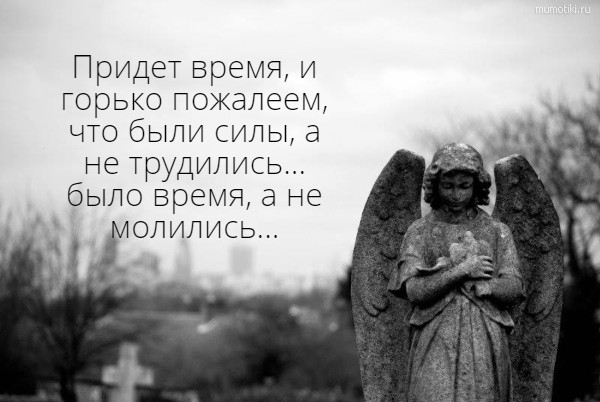 Придет время, и горько пожалеем, что были силы, а не трудились... было время, а не молились... #цитата