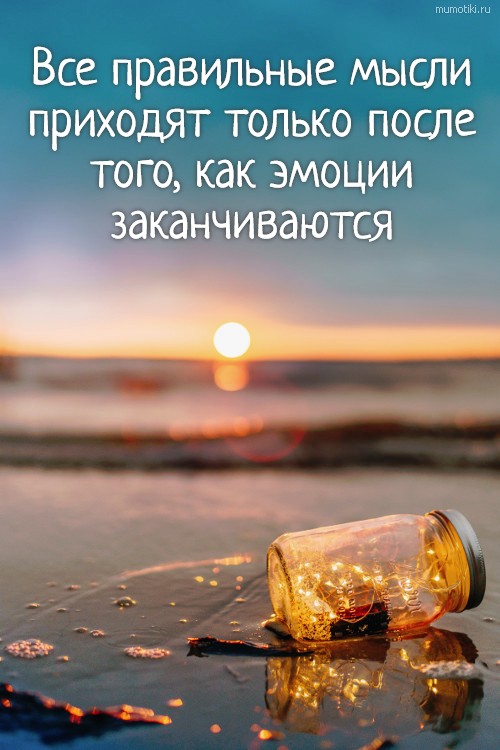 Все правильные мысли приходят только после того, как эмоции заканчиваются #цитата