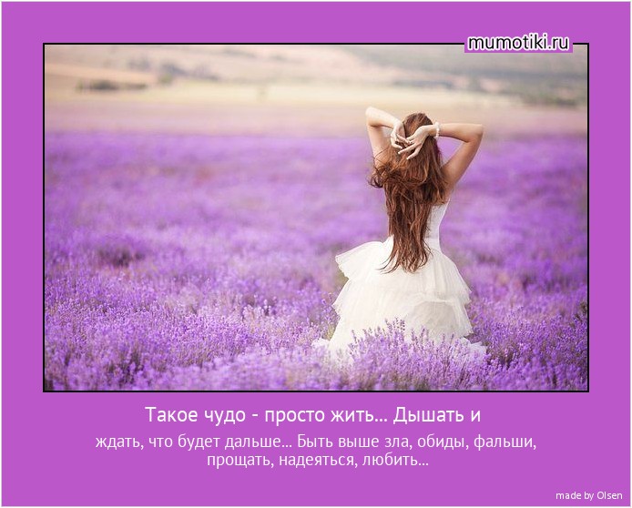 Такое чудо - просто жить... Дышать и ждать, что будет дальше... Быть выше зла, обиды, фальши, прощать, надеяться, любить... #мотиватор