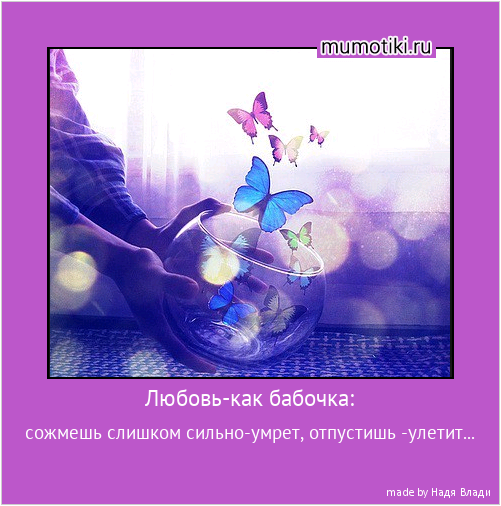 Любовь-как бабочка: сожмешь слишком сильно-умрет, отпустишь -улетит... #мотиватор