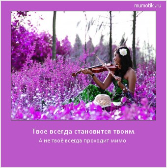 Твоё всегда становится твоим.
А не твоё всегда проходит мимо. Cамые лучшие мотиваторы на mumotiki.ru Твоё всегда становится твоим.
А не твоё всегда проходит мимо. #мотиватор