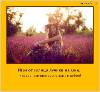 Играют солнца лучики на мне... Как все таки прекрасно жить в добре! #мотиватор