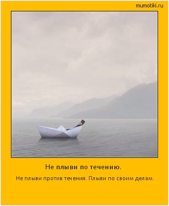 Не плыви по течению. Не плыви против течения. Плыви по своим делам. #мотиватор