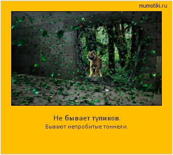 Не бывает тупиков. Бывают непробитые тоннели. Cамые лучшие мотиваторы на mumotiki.ru Не бывает тупиков. Бывают непробитые тоннели. #мотиватор