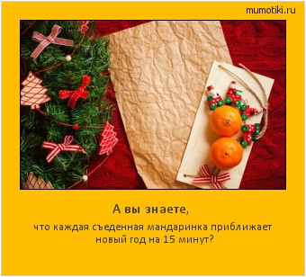 А вы знаете, что каждая съеденная мандаринка приближает новый год на 15 минут? #мотиватор