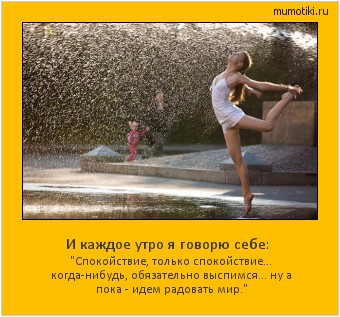 И каждое утро я говорю себе: 