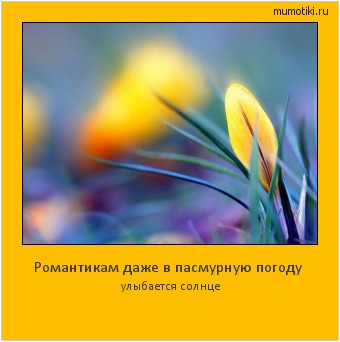 Романтикам даже в пасмурную погоду улыбается солнце #мотиватор