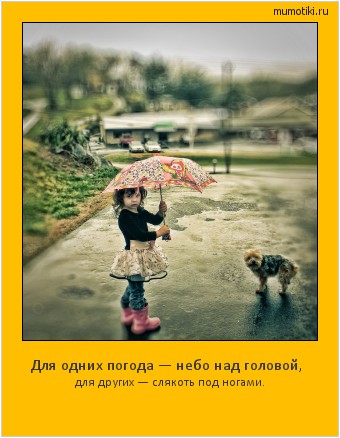 Для одних погода — небо над головой, для других — слякоть под ногами. #мотиватор