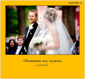 Объявляю вас мужем, и не ной! Cамые лучшие мотиваторы на mumotiki.ru Объявляю вас мужем, и не ной! #мотиватор