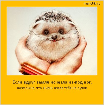 Если вдруг земля исчезла из-под ног, возможно, что жизнь взяла тебя на ручки Cамые лучшие мотиваторы на mumotiki.ru Если вдруг земля исчезла из-под ног, возможно, что жизнь взяла тебя на ручки #мотиватор
