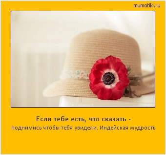 Если тебе есть, что сказать - поднимись чтобы тебя увидели. Индейская мудрость #мотиватор