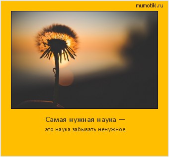 Самая нужная наука — это наука забывать ненужное. #мотиватор